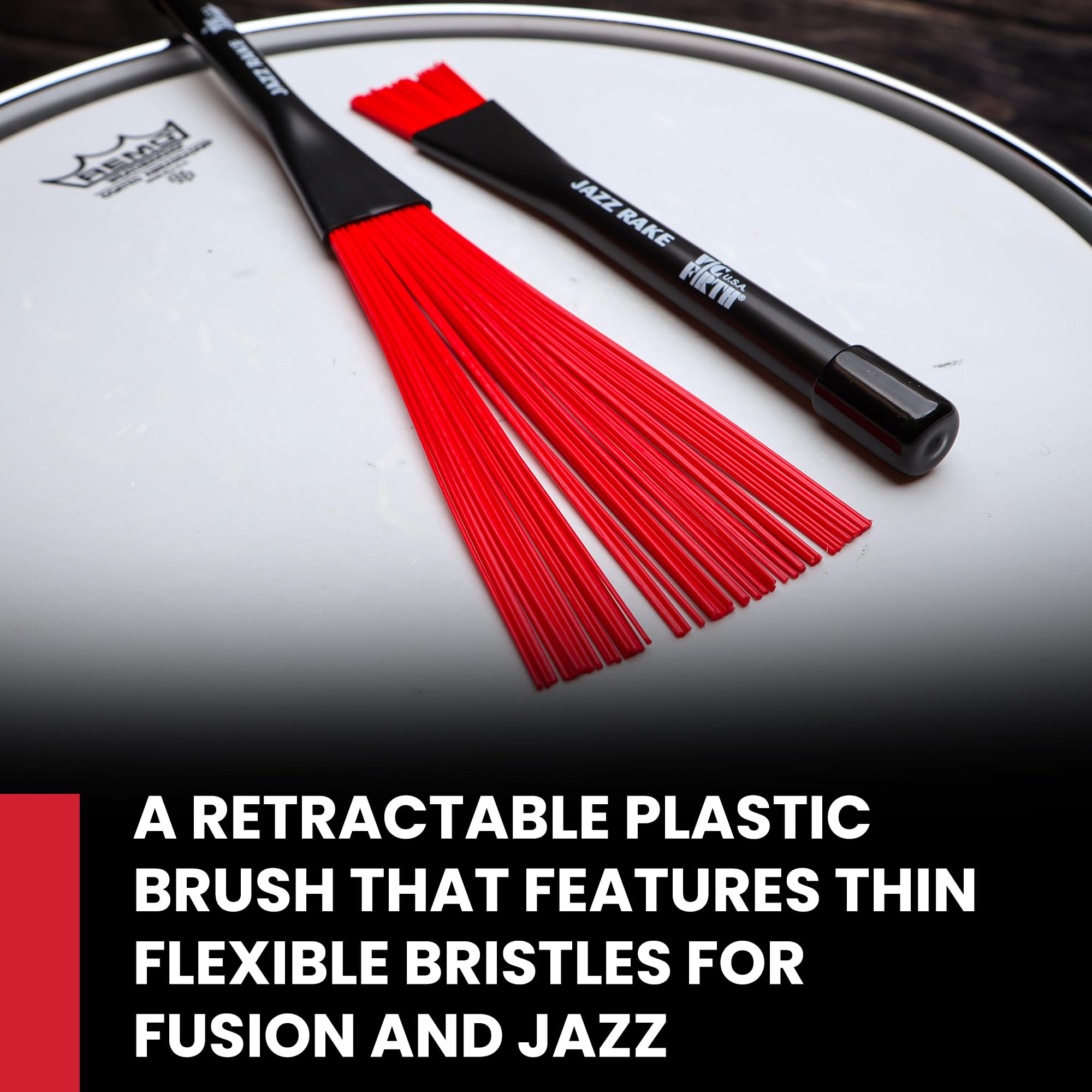 Vic Firth BJR Jazz Rake Brush - Red Plastic