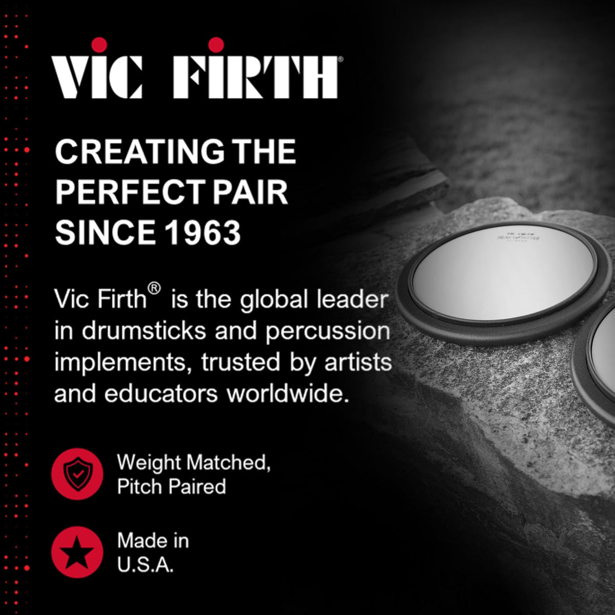 Vic Firth HHPSTR Heavy Hitter Stockpad Practice Pad with Rim
