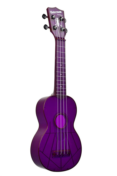 Kala KA-SWF-PL Waterman Soprano Ukulele - Fluorescent Purple Gloss w/ Hard Case