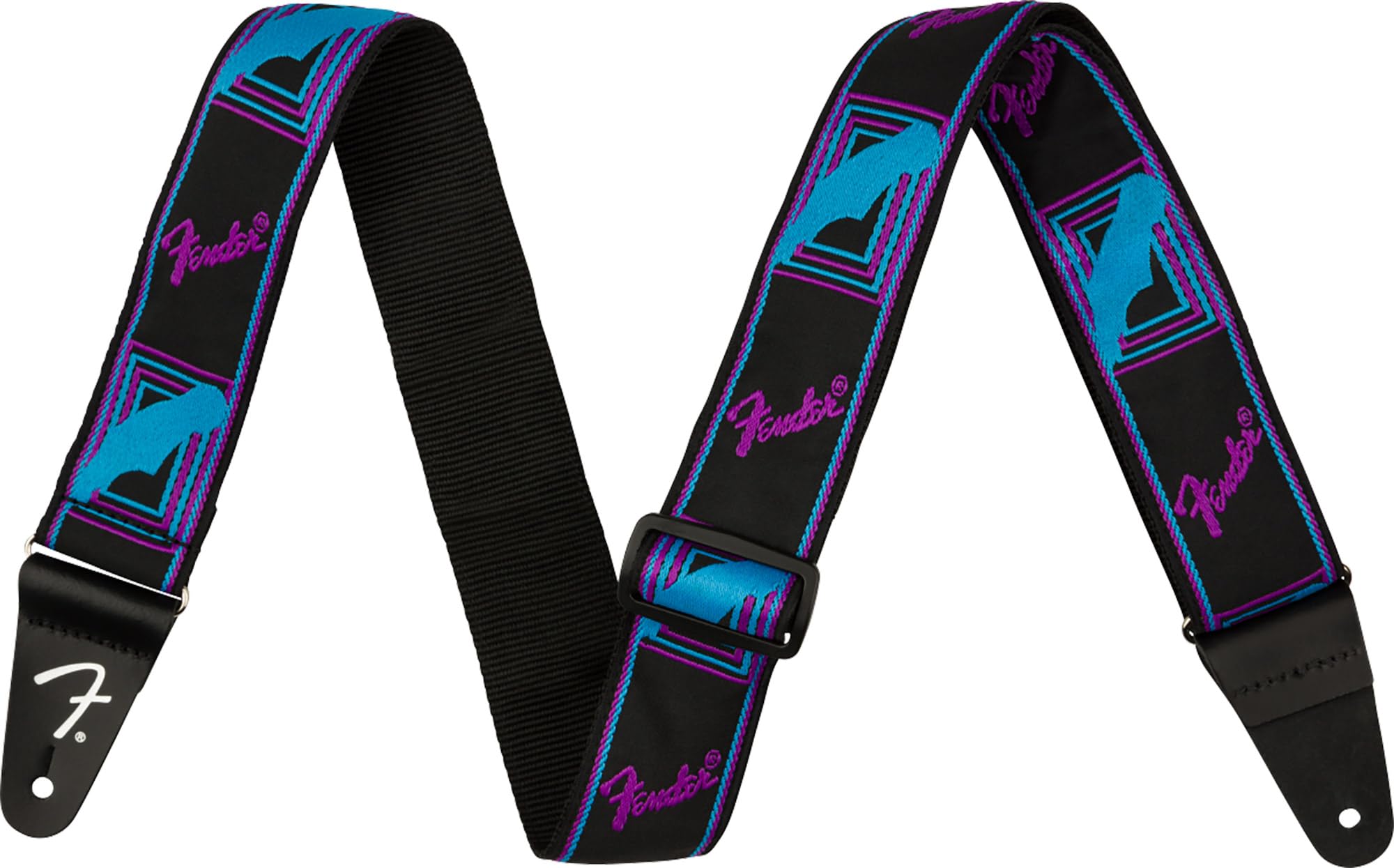 Fender Neon Monogrammed 2-Inch Guitar Strap - Blue and Purple w/ Strap Blocks