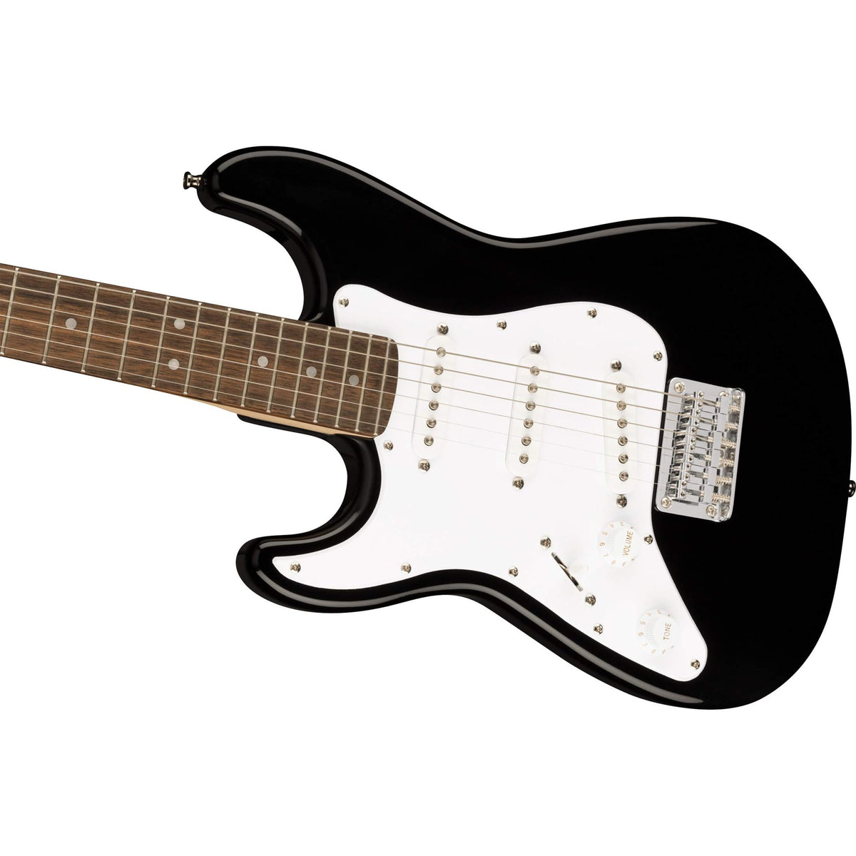 Fender Squier 3/4-Size Kids Mini Strat Electric Guitar, Left Handed - Black w/ Amplifier
