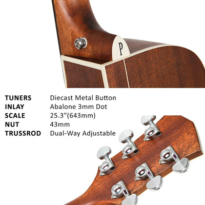 Parkwood S66 Dreadnought Cutaway Semi Acoustic Guitar - Natural