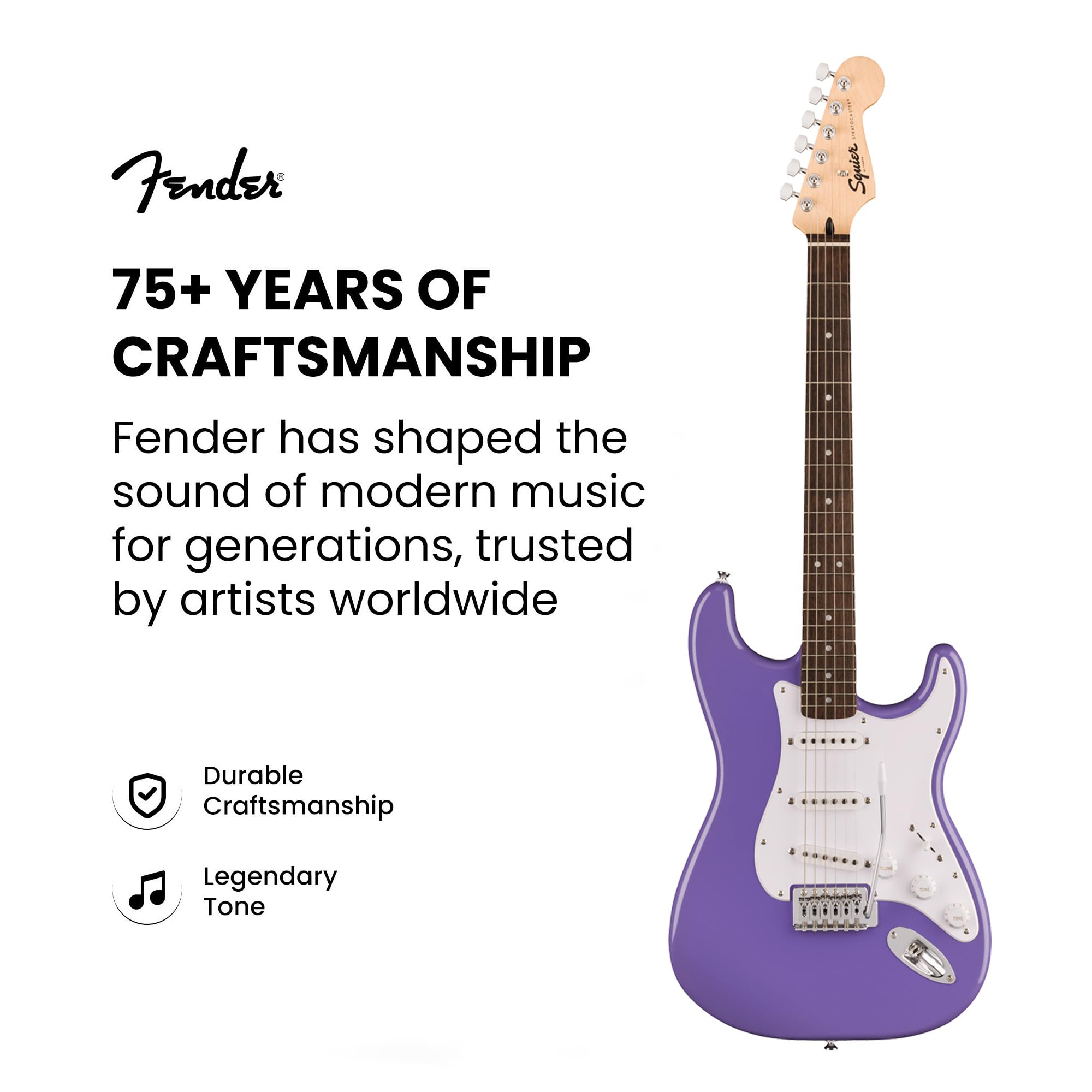 Fender Squier Sonic Stratocaster - Ultraviolet w/ Mustang Micro Headphone Amplifier