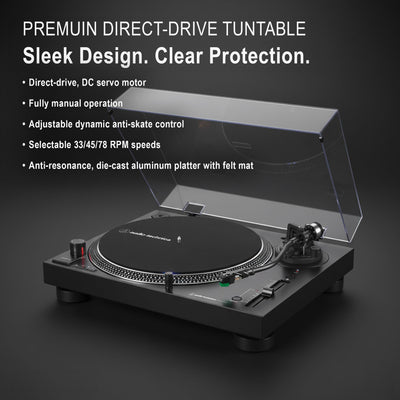 Audio-Technica AT-LP120XBT-USB Wireless Direct-Drive Turntable - Black w/ Headphones