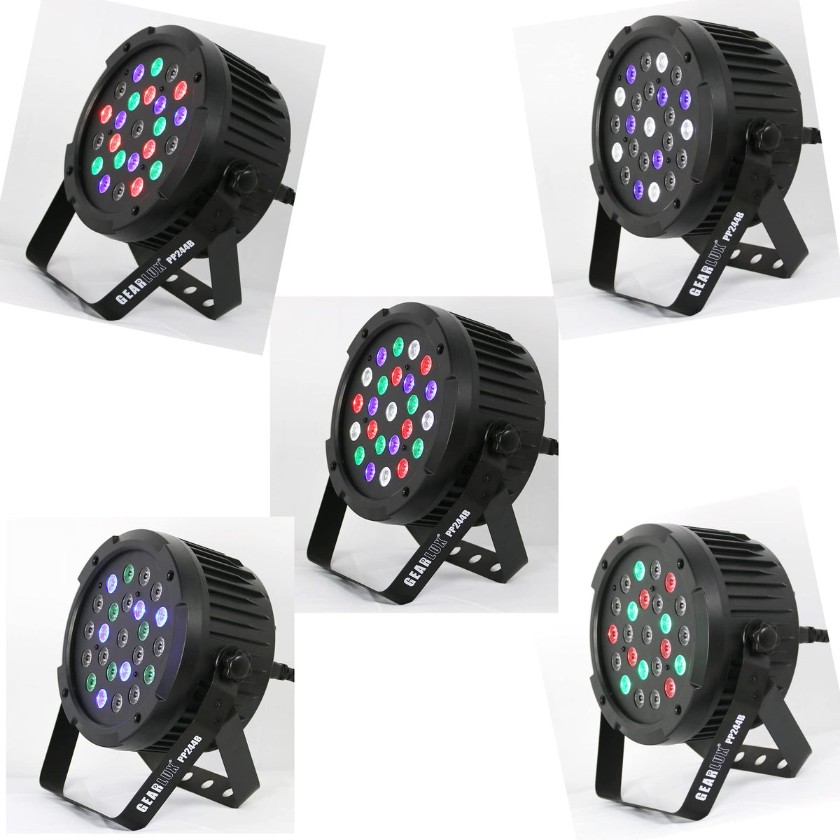Gearlux 24PCS 30-Watt RGB Battery LED Par Stage Light with Built- in 2.4G Wireless DMX Signal Receiver