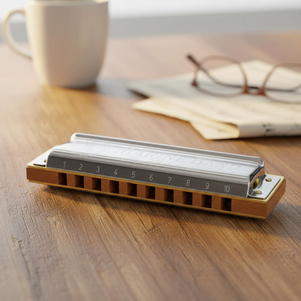Hohner Marine Band 1896 Harmonica - Key of G Sharp w/ Instructional Manual