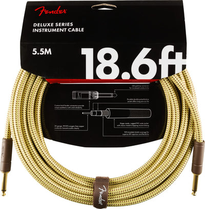 Fender 18.6-Foot Deluxe Instrument Cable, Straight-Straight, Tweed - 1 Pack
