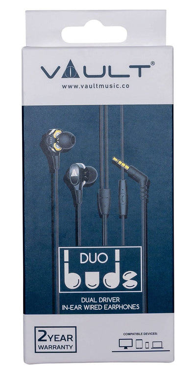 Vault Buds Duo Dual-Driver Headphones with In-Line Microphone