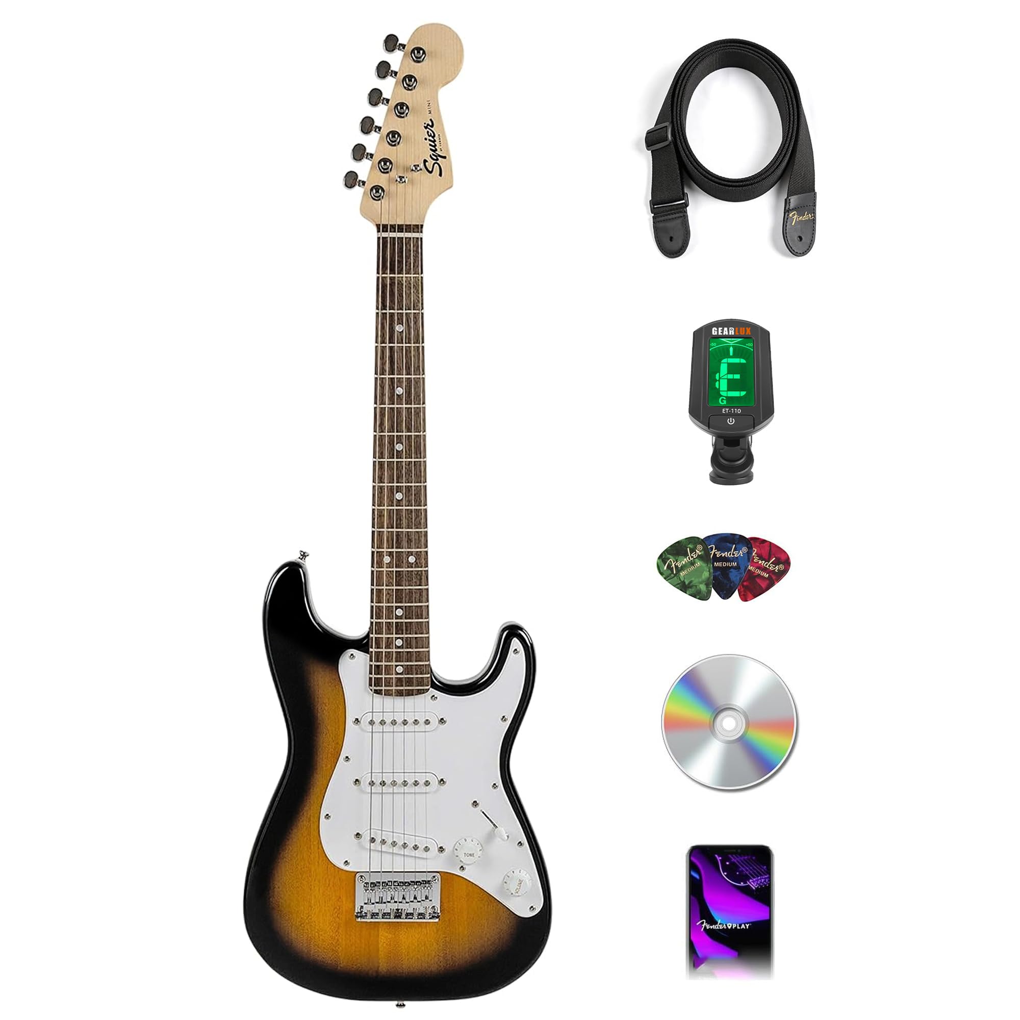 Fender Squier 3/4-Size Kids Mini Strat Electric Guitar - Sunburst