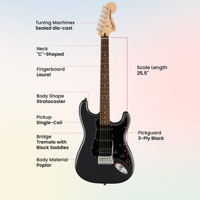 Fender Squier Affinity Stratocaster HSS - Charcoal Frost Metallic w/ Amplifier