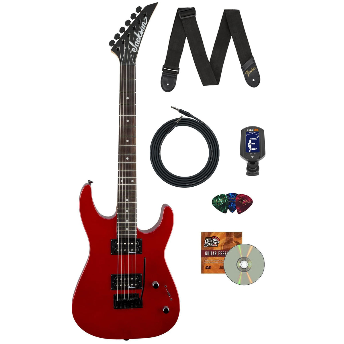 Jackson JS Series Dinky JS11 Electric Guitar - Metallic Red w/ Instrument Cable