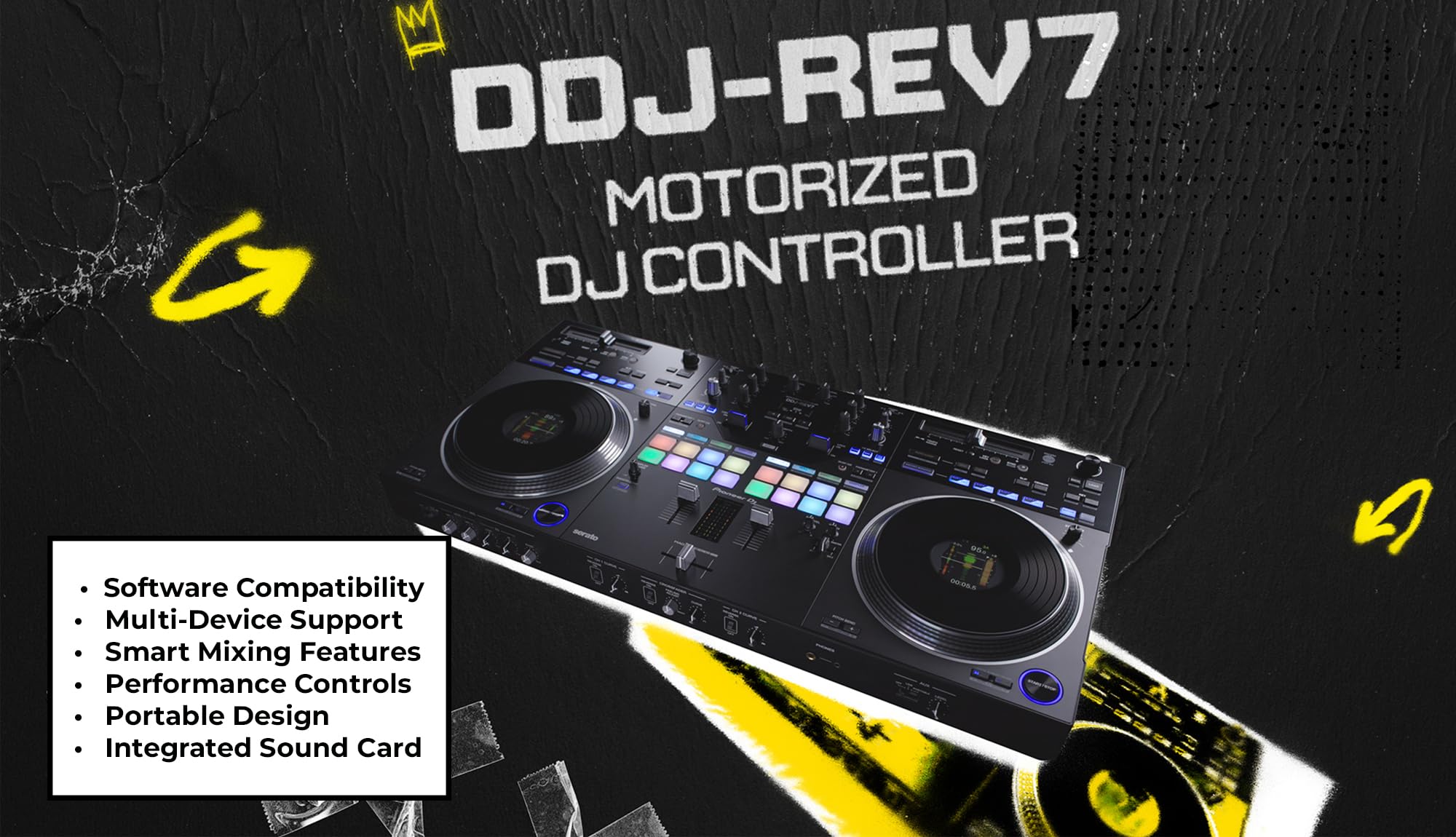 Pioneer DJ DDJ-REV7 Scratch-Style 2-Channel Professional DJ Controller w/ Laptop Stand