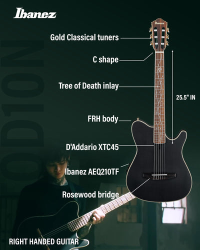 Ibanez TOD10N Tim Henson Nylon Acoustic-Electric Guitar - Transparent Black Flat w/ Case