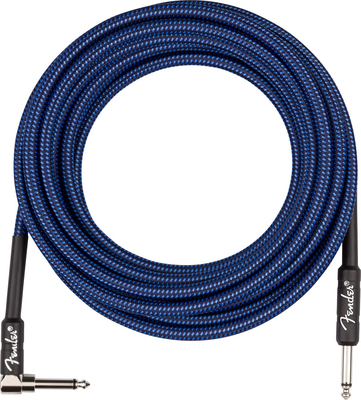 Fender 18.6-Foot Professional Instrument Cable, Straight-Angled, Blue Tweed - 2 Pack