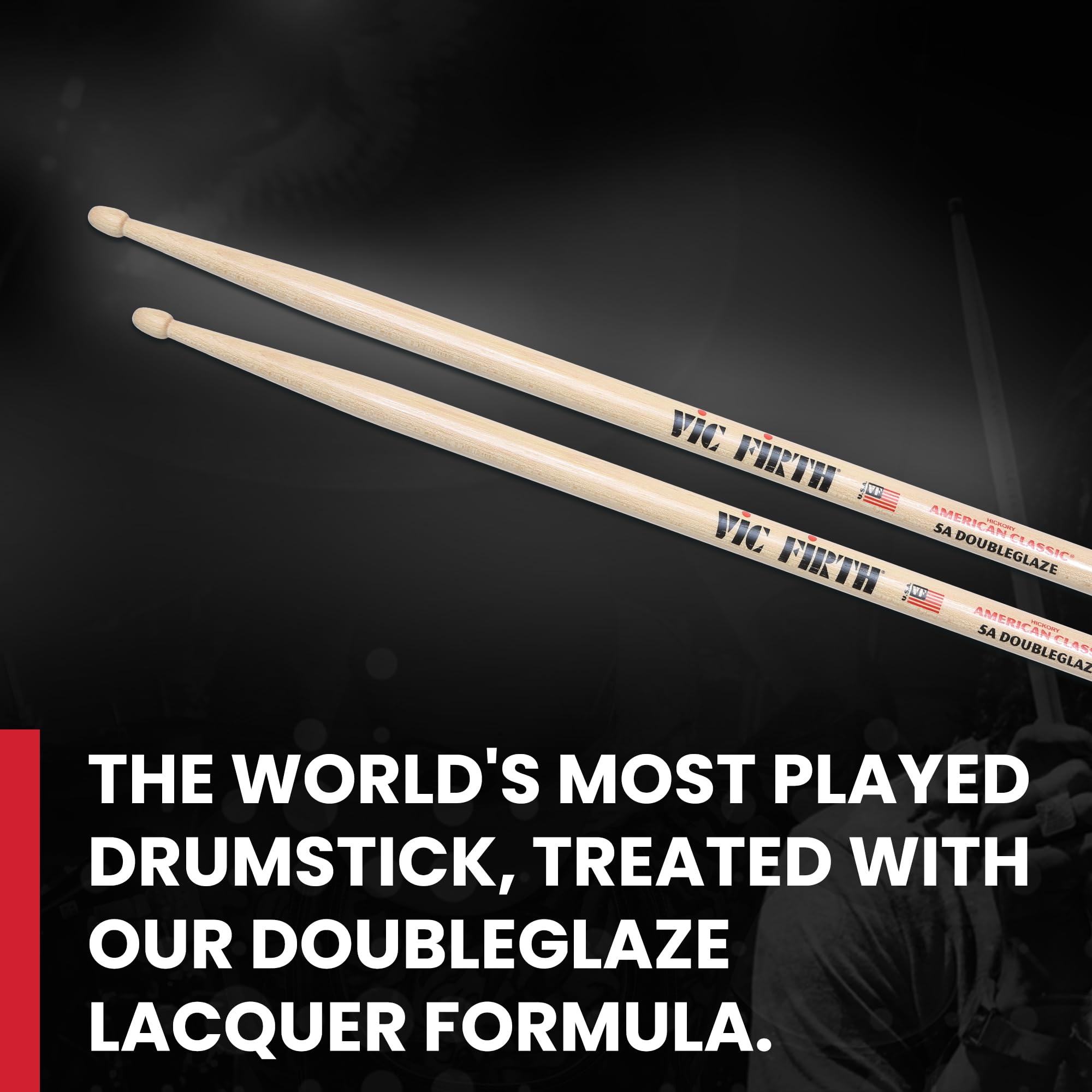 Vic Firth American Classic 5A DoubleGlaze Drumsticks - Double Coat of Lacquer Finish