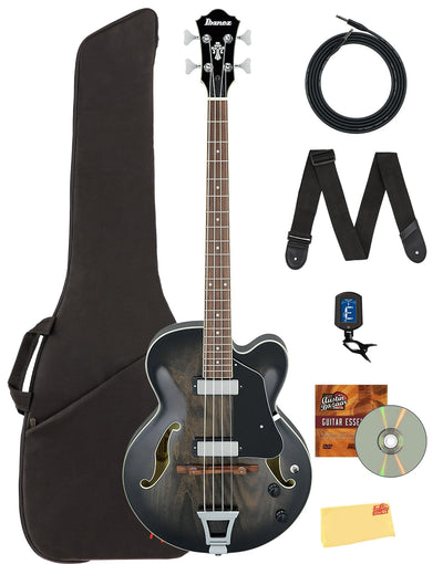 Ibanez AFB200 AFB Artcore Hollow Body Bass - Transparent Black Sunburst w/ Gig Bag