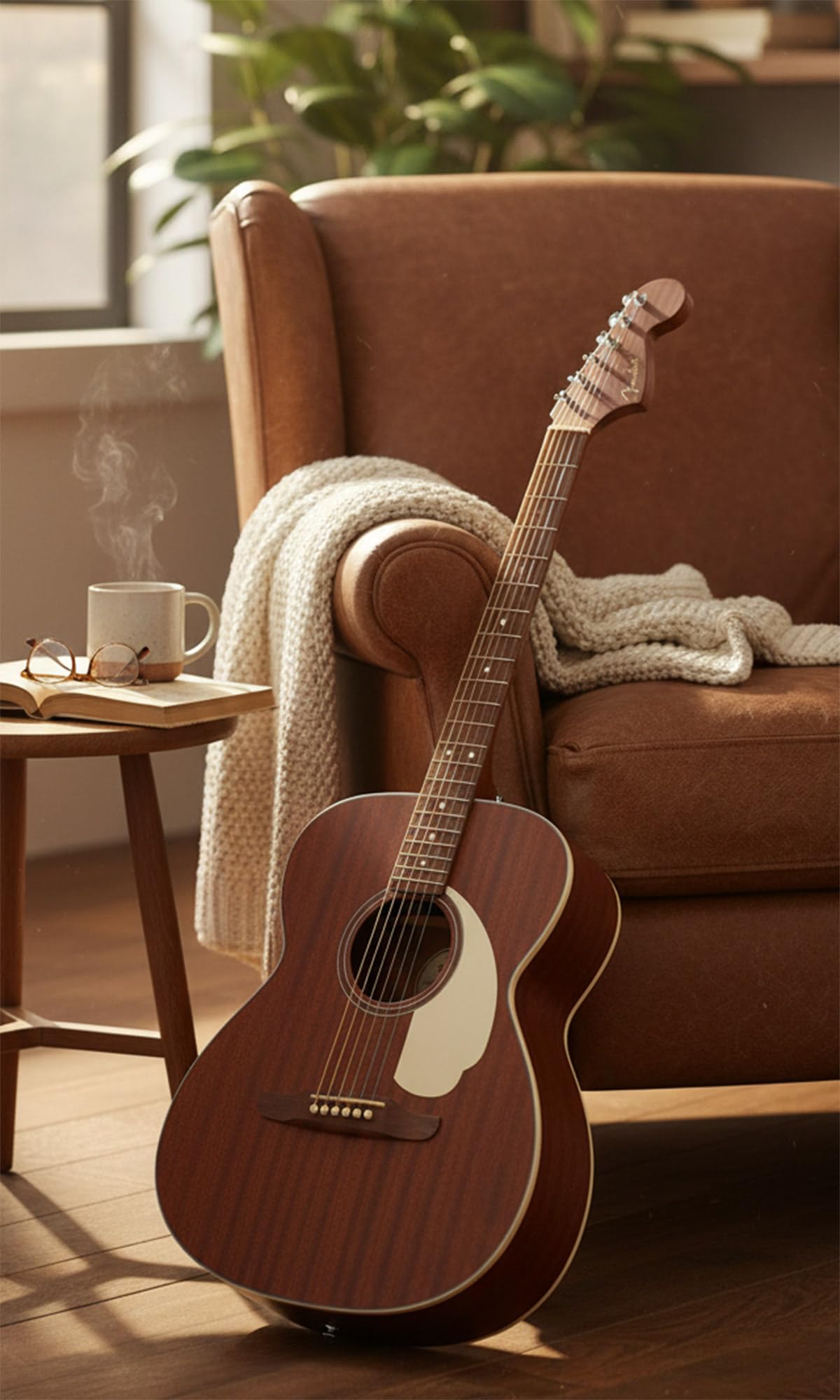 Fender California Standard Monterey E Acoustic-Electric Guitar - Natural Sapele w/ Gig Bag