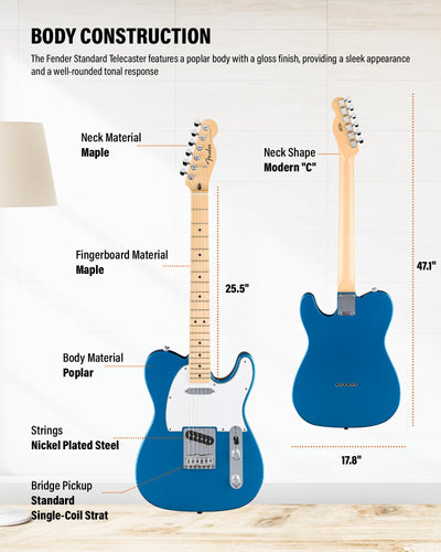 Fender Standard Telecaster - Aqua Marine Metallic w/ Guitar Cleaning Kit
