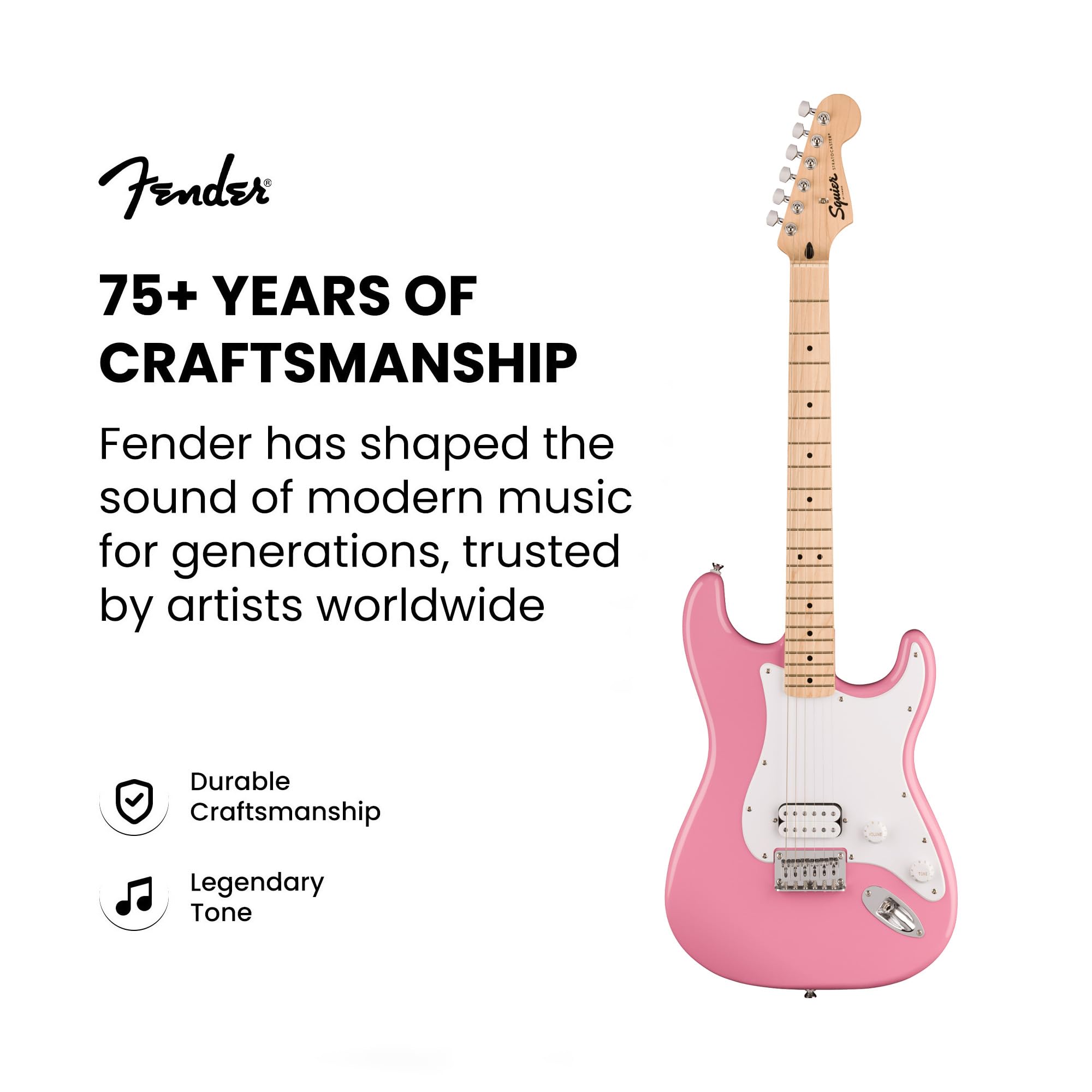 Fender Squier Sonic Stratocaster HT H - Flash Pink w/ Mustang Micro