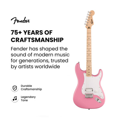 Fender Squier Sonic Stratocaster HT H - Flash Pink w/ Mustang Micro