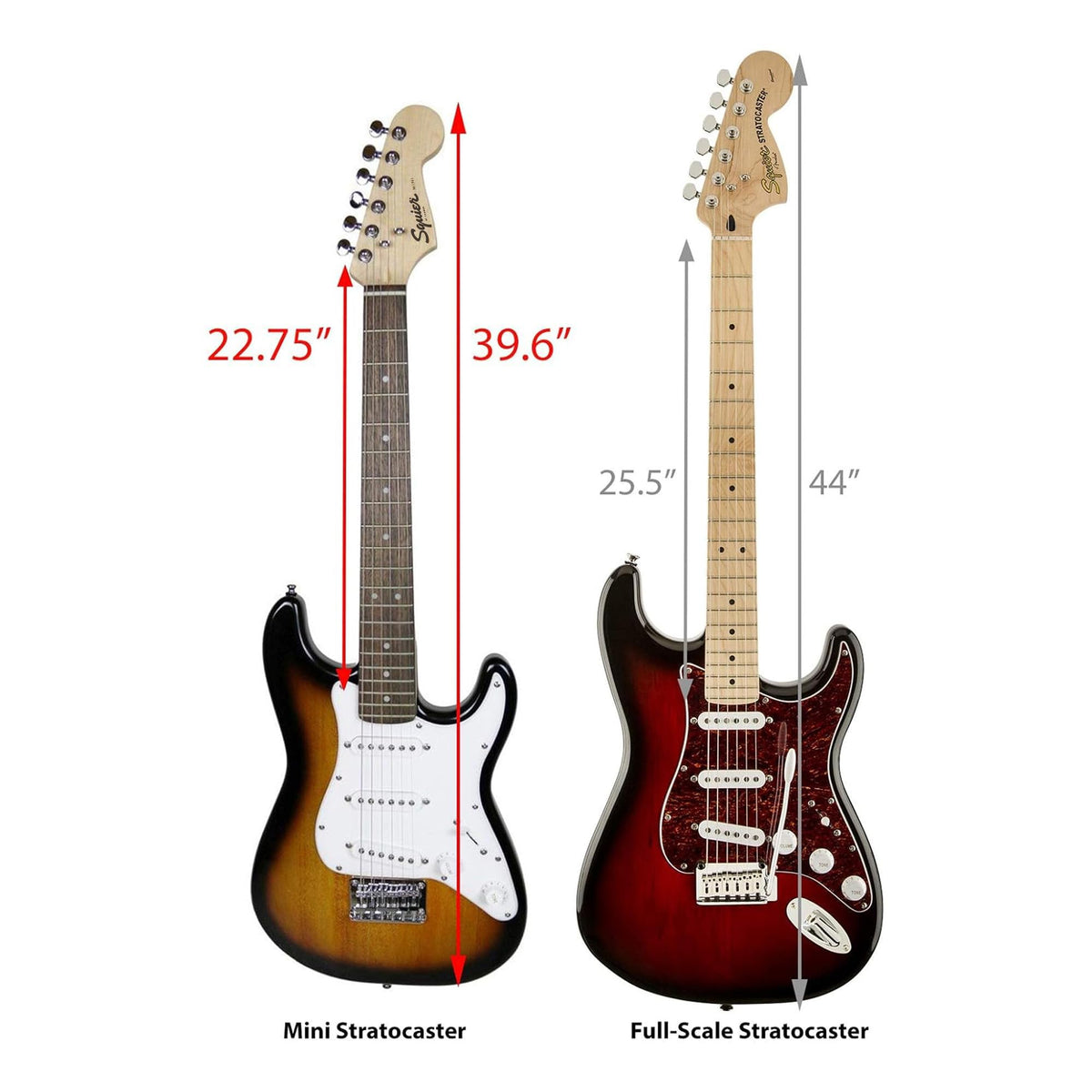 Fender Squier 3/4-Size Kids Mini Strat Electric Guitar - Sunburst w/ Tuner