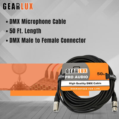 Gearlux 50-Foot 3-Pin Male-to-Female DMX Cable - 4 Pack