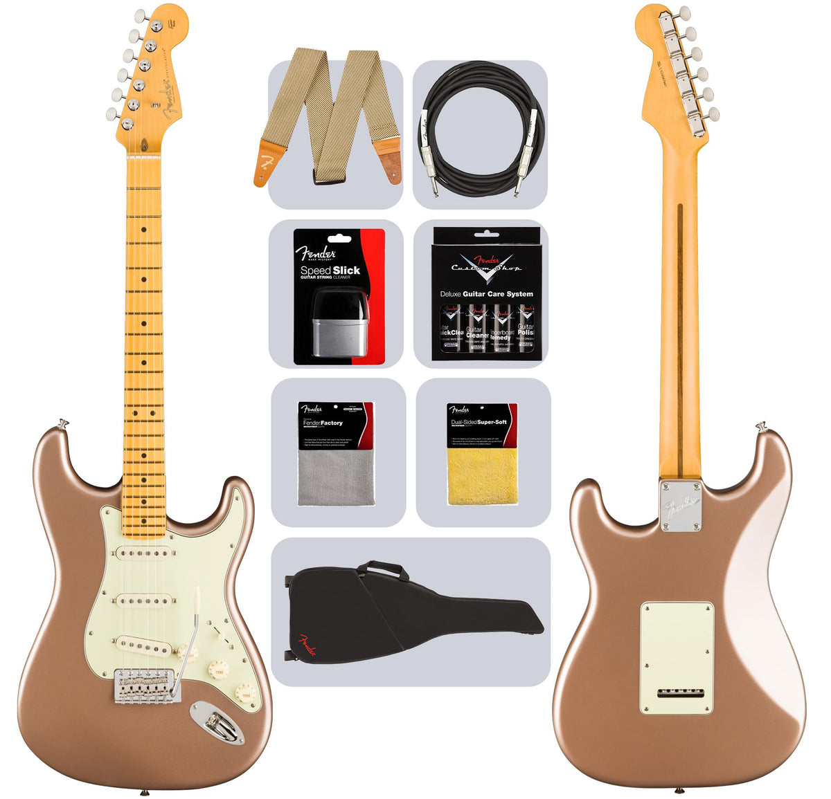 Fender American Professional Classic Stratocaster - Faded Firemist Gold w/ Cleaning Kit