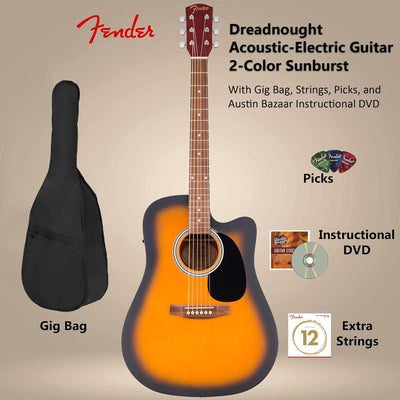Fender FA Series Dreadnought Acoustic-Electric Guitar - 2-Color Sunburst w/ Gig Bag