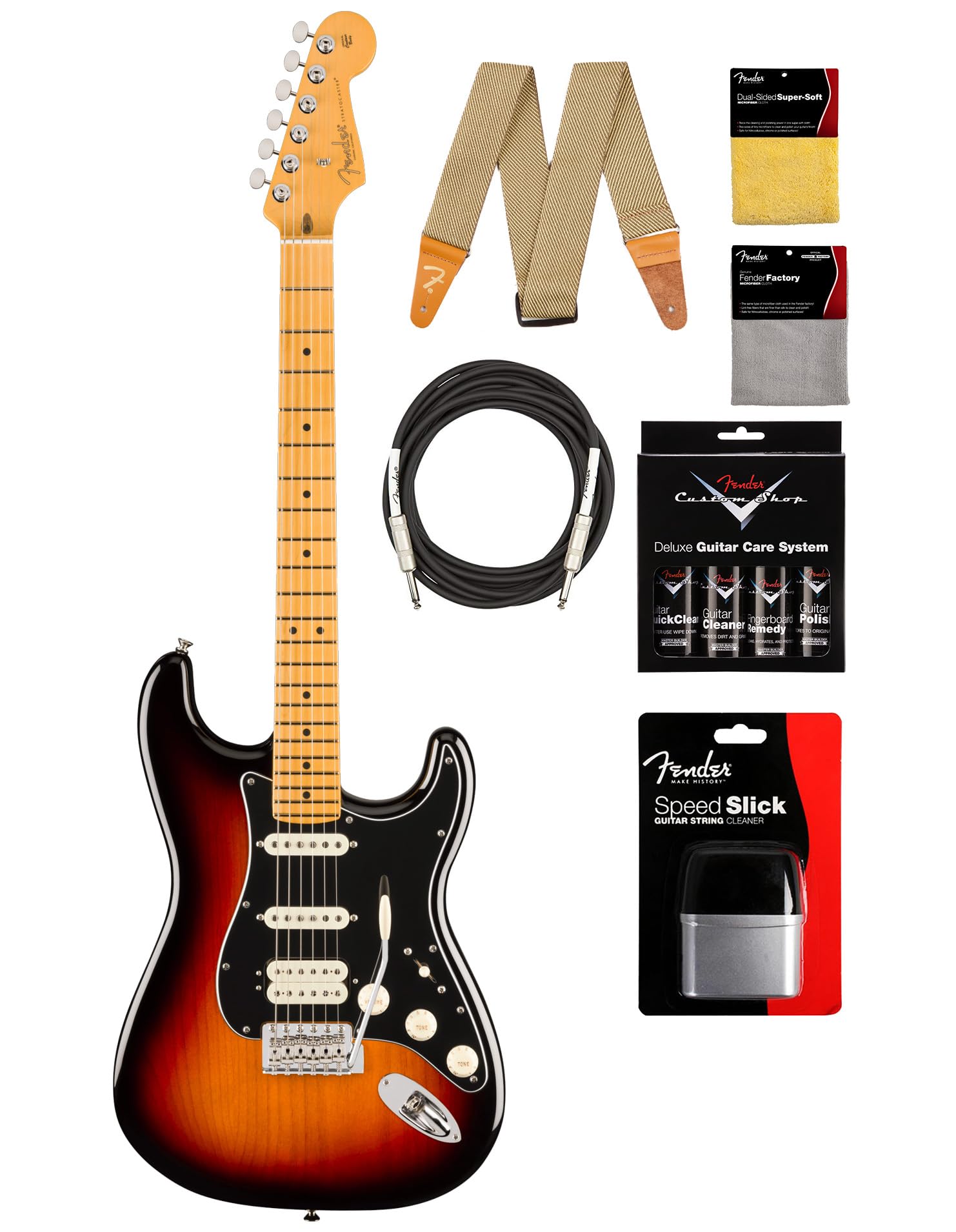 Fender American Professional Classic Stratocaster HSS - 3-Color Sunburst w/ Cleaning Kit