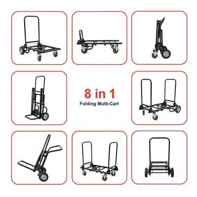 Gearlux 8-in-1 Heavy Duty Folding Utility Cart for Music Equipment and DJ Gear