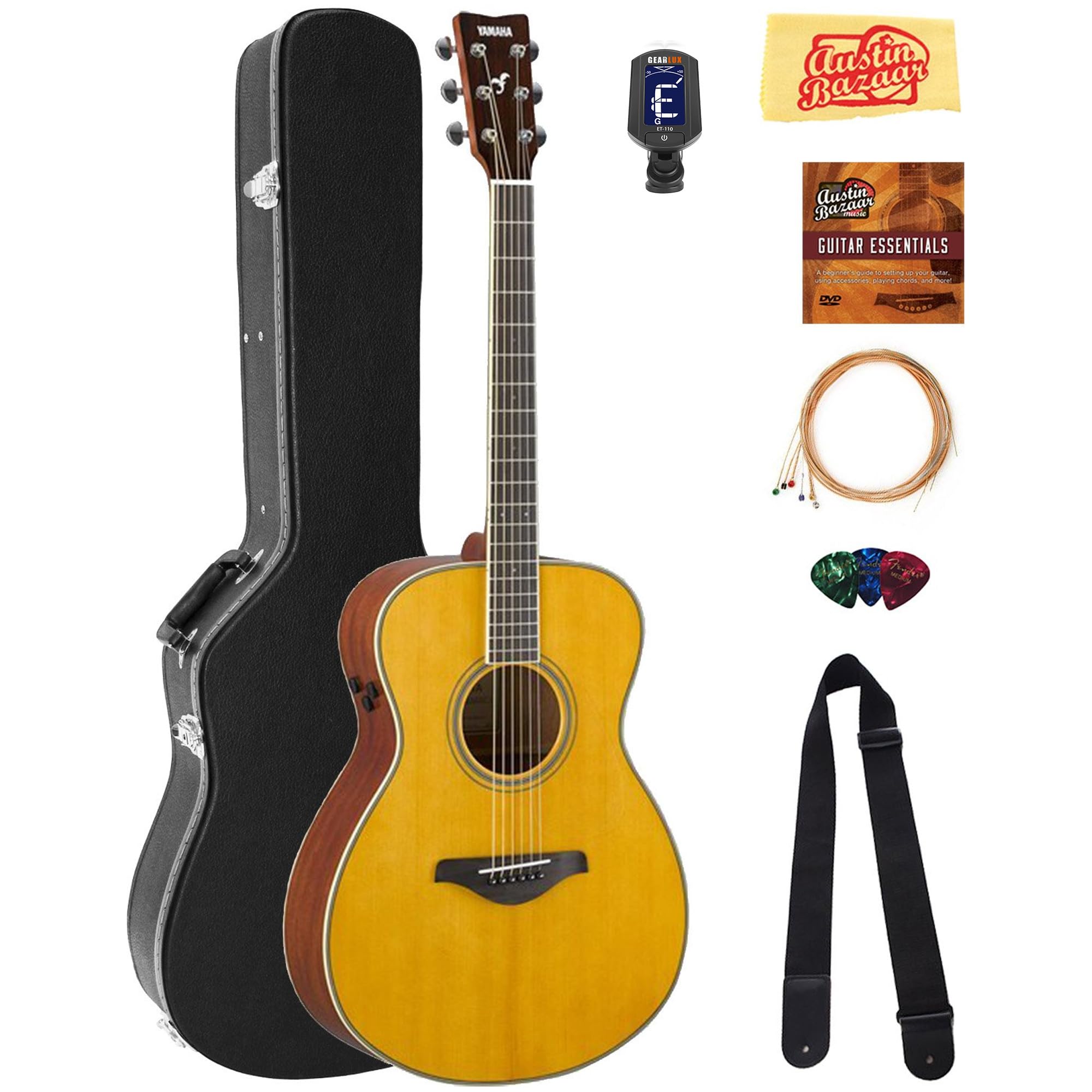 Yamaha FS-TA TransAcoustic Concert Acoustic-Electric Guitar - Vintage Tint w/ Hard Case
