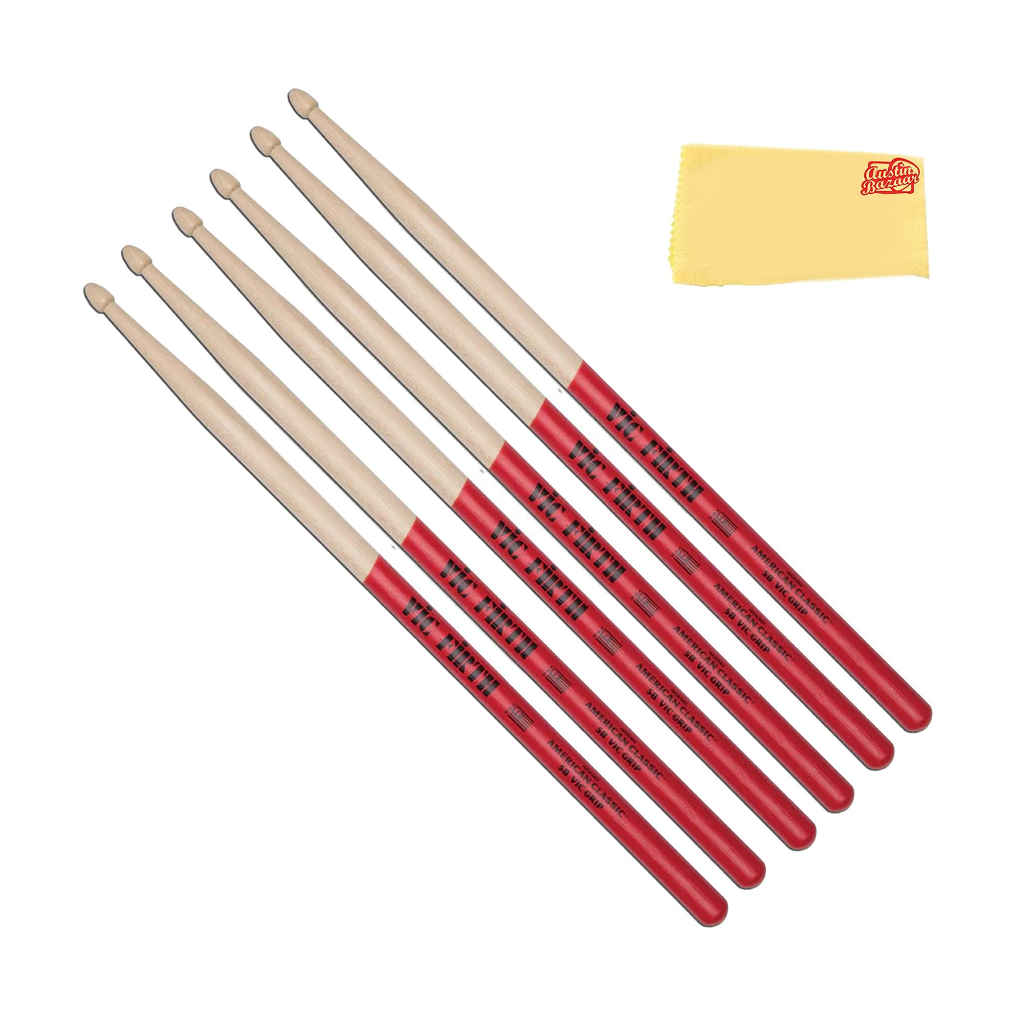Vic Firth American Classic 5B Vic Grip Drumsticks - 3 Pack