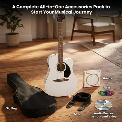 Fender California Redondo Acoustic Guitar - White w/ Gig Bag
