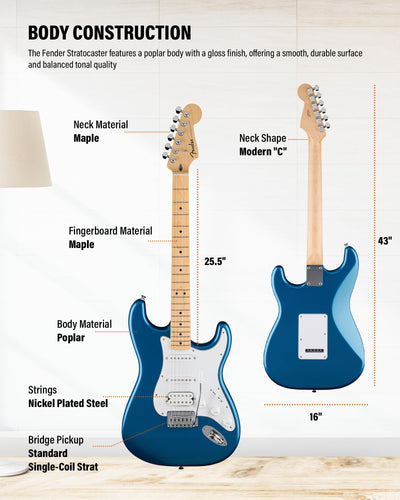 Fender Standard Stratocaster HSS - Aqua Marine Metallic w/ Guitar Cleaning Kit