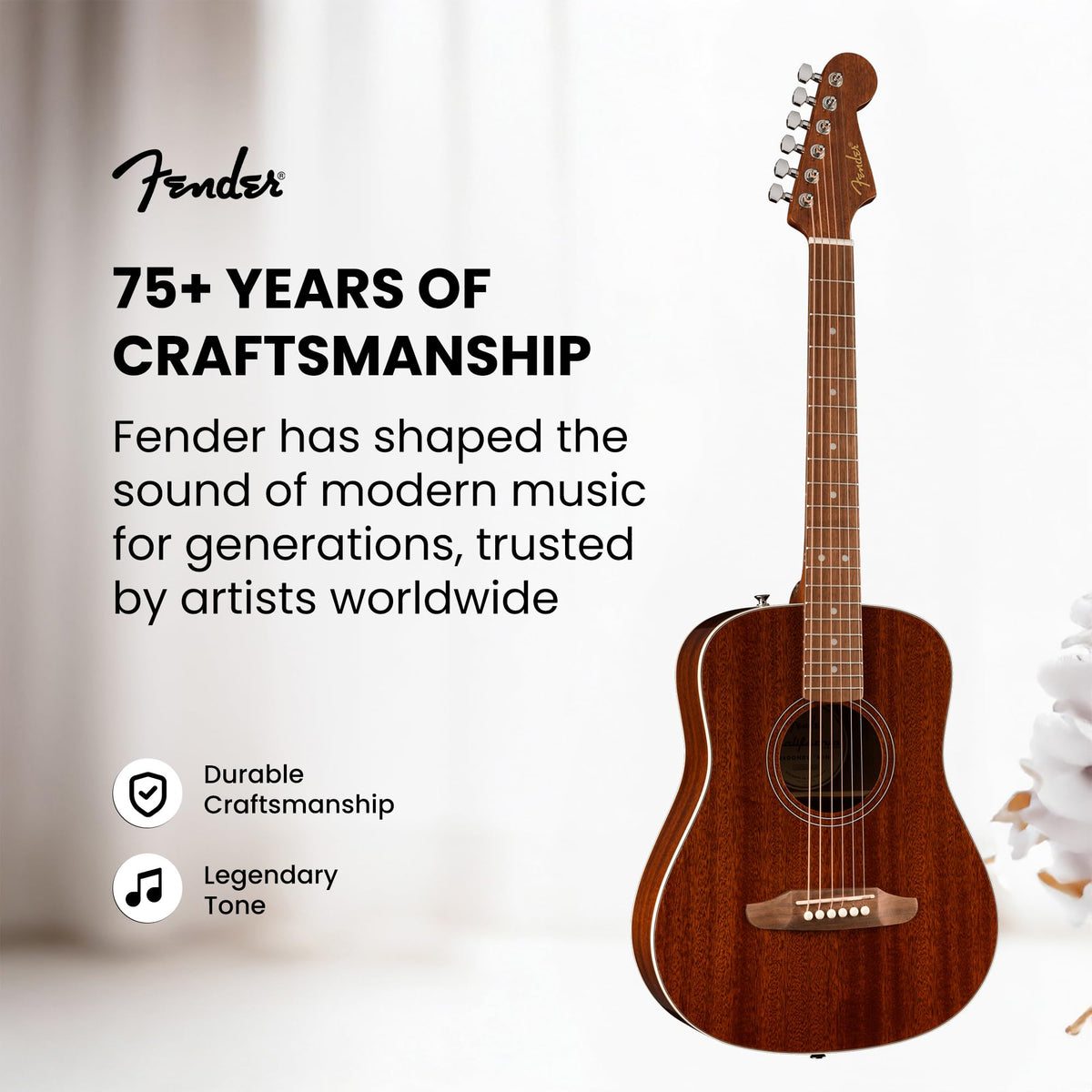 Fender California Standard Redondo Mini 3/4-Size Kids Acoustic Guitar - Natural w/ Gig Bag