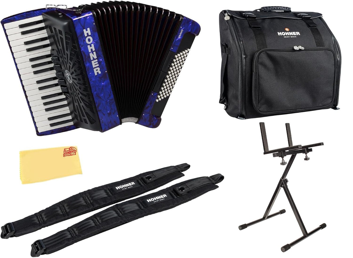 Hohner Bravo III 72 Chromatic Piano Key Accordion - Blue w/ Hard Case