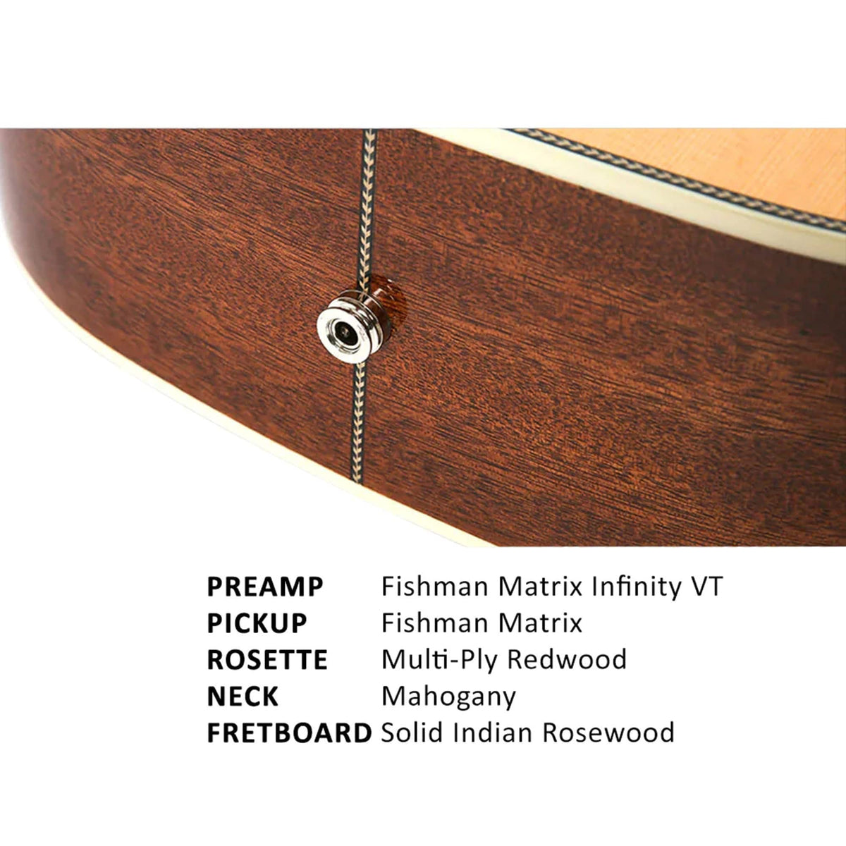 Parkwood P660 Dreadnought Cutaway Semi Acoustic Guitar - Natural