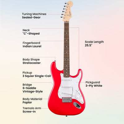 Fender Squier Stratocaster - Torino Red w/ Amplifier
