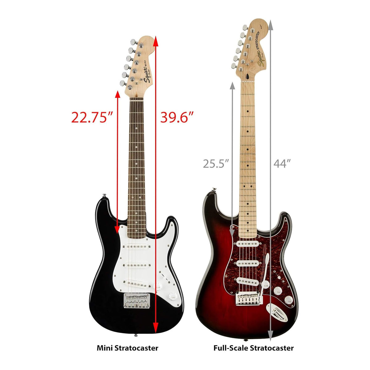 Fender Squier 3/4-Size Kids Mini Strat Electric Guitar - Black w/ Amplifier