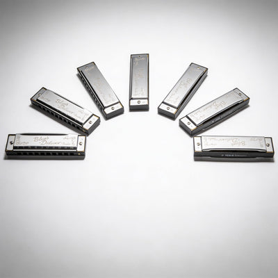 Fender Blues Deluxe Harmonica Set of 7 - Keys A, Bb, C, D, E, F, and G w/ Carrying Case