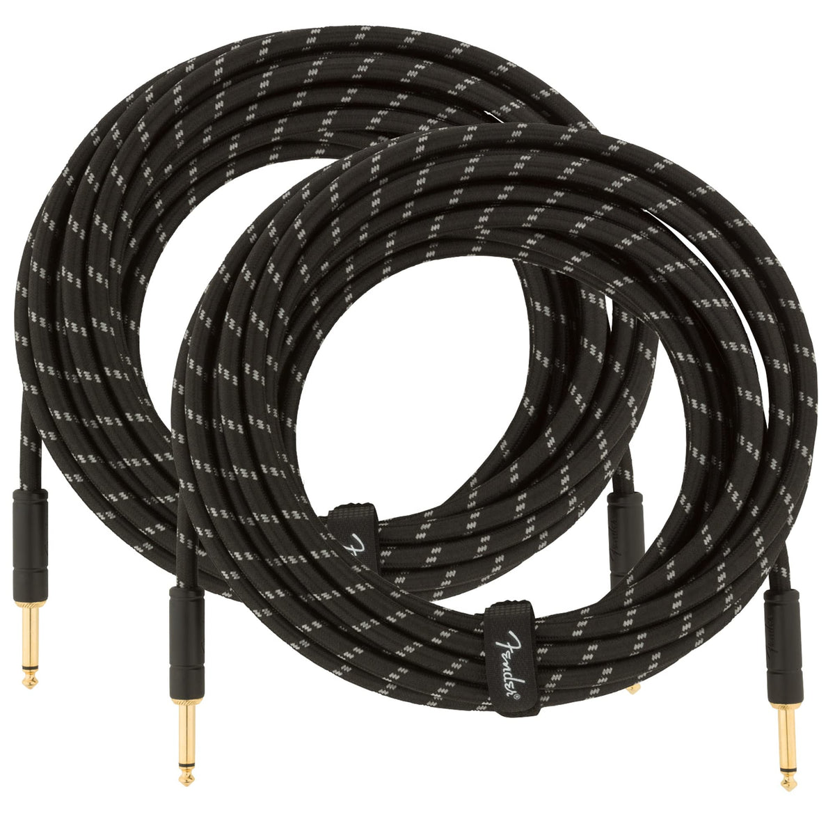 Fender 25-Foot Deluxe Instrument Cable, Straight-Straight, Black Tweed - 2 Pack