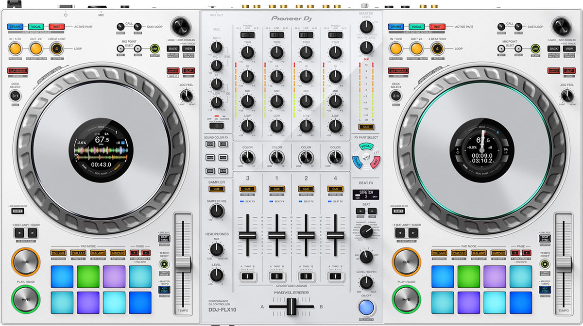 Pioneer DJ DDJ-FLX10 4-Channel Professional DJ Controller - White w/ Carrying Case