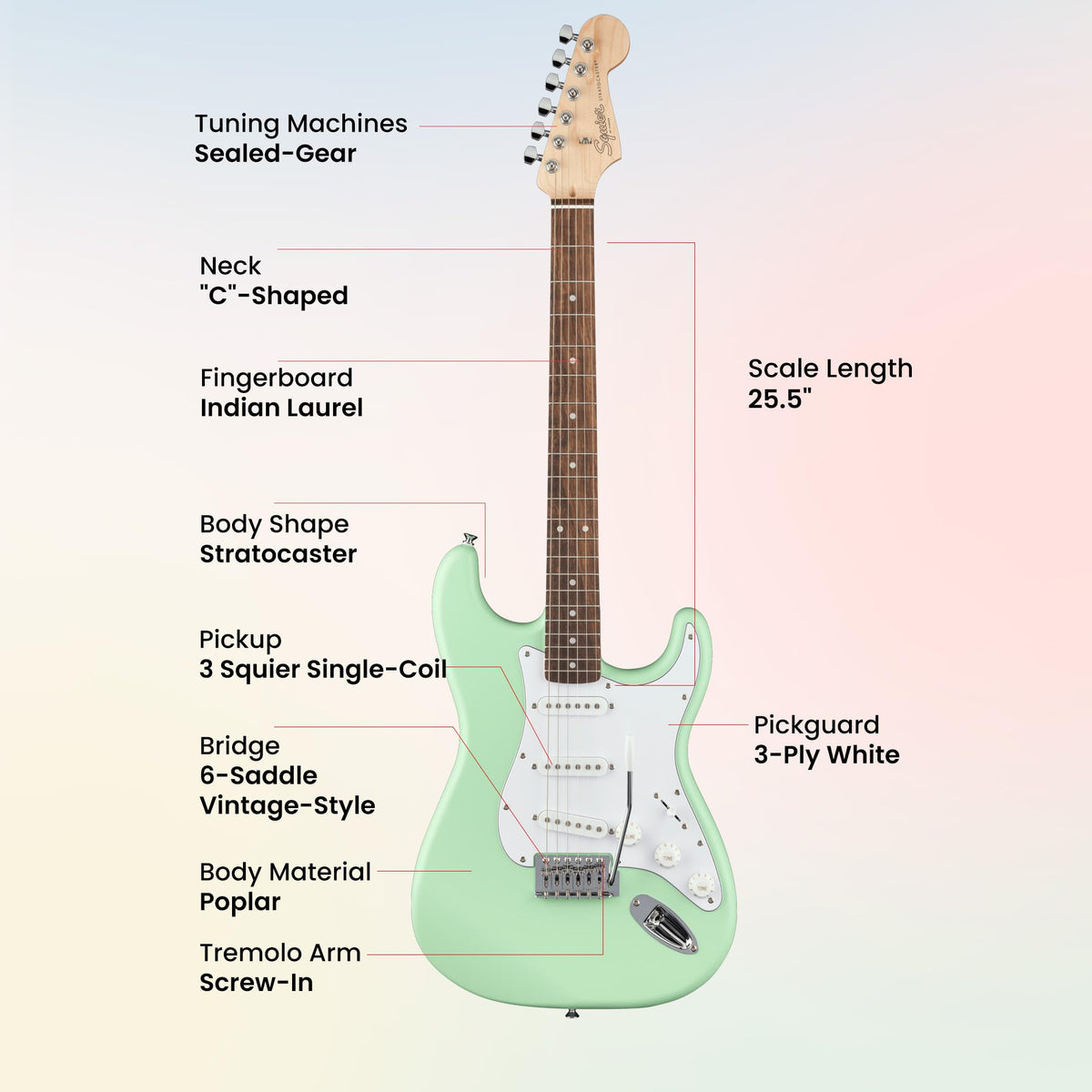 Fender Squier Stratocaster - Surf Green w/ Amplifier