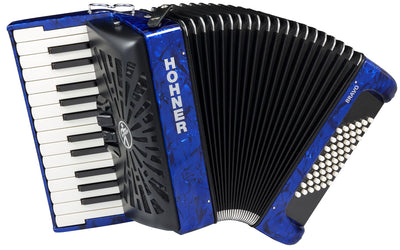 Hohner Bravo II 48 Chromatic Piano Key Accordion - Blue w/ Gig Bag
