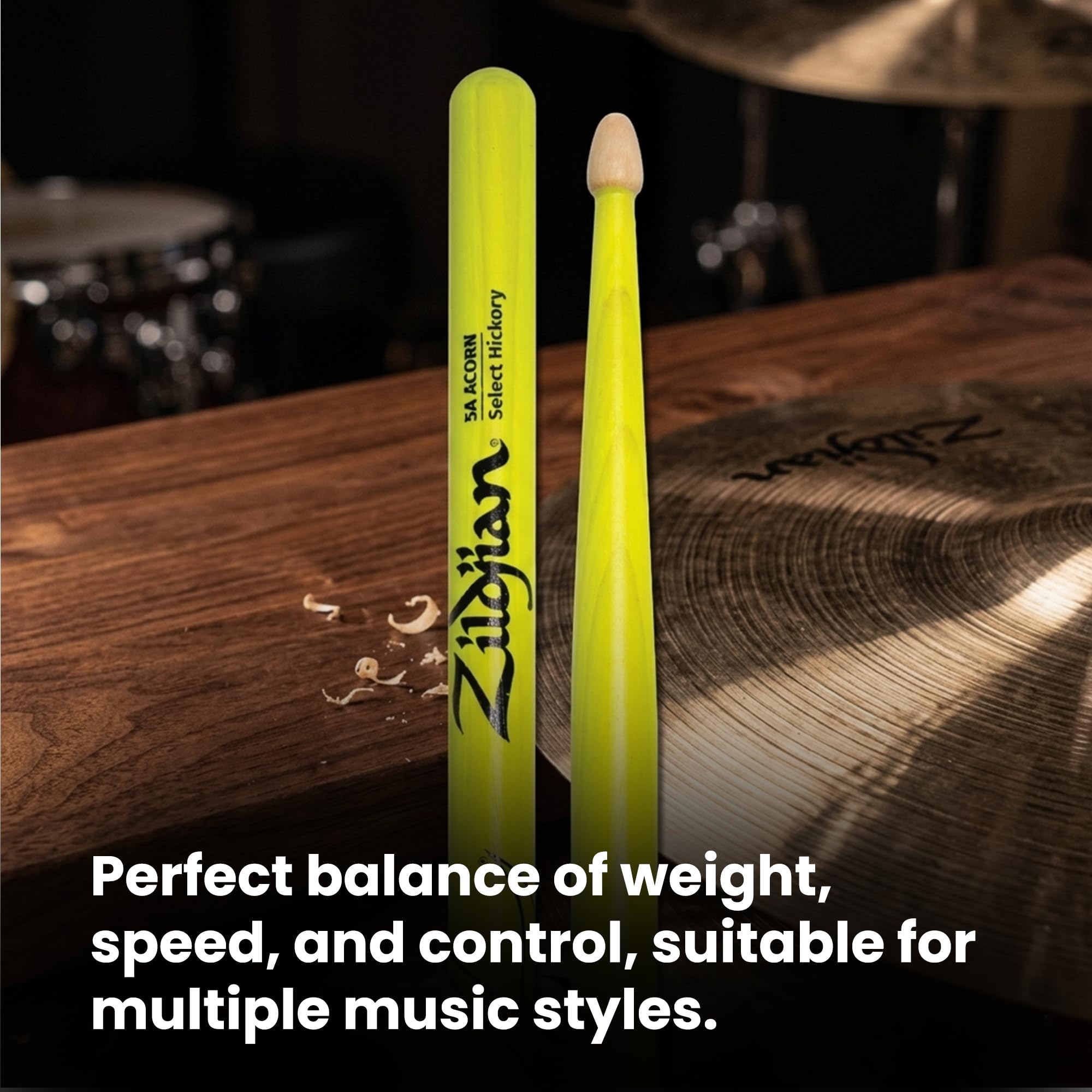 Zildjian 5A Acorn Neon Yellow Drumsticks - 12 Pack