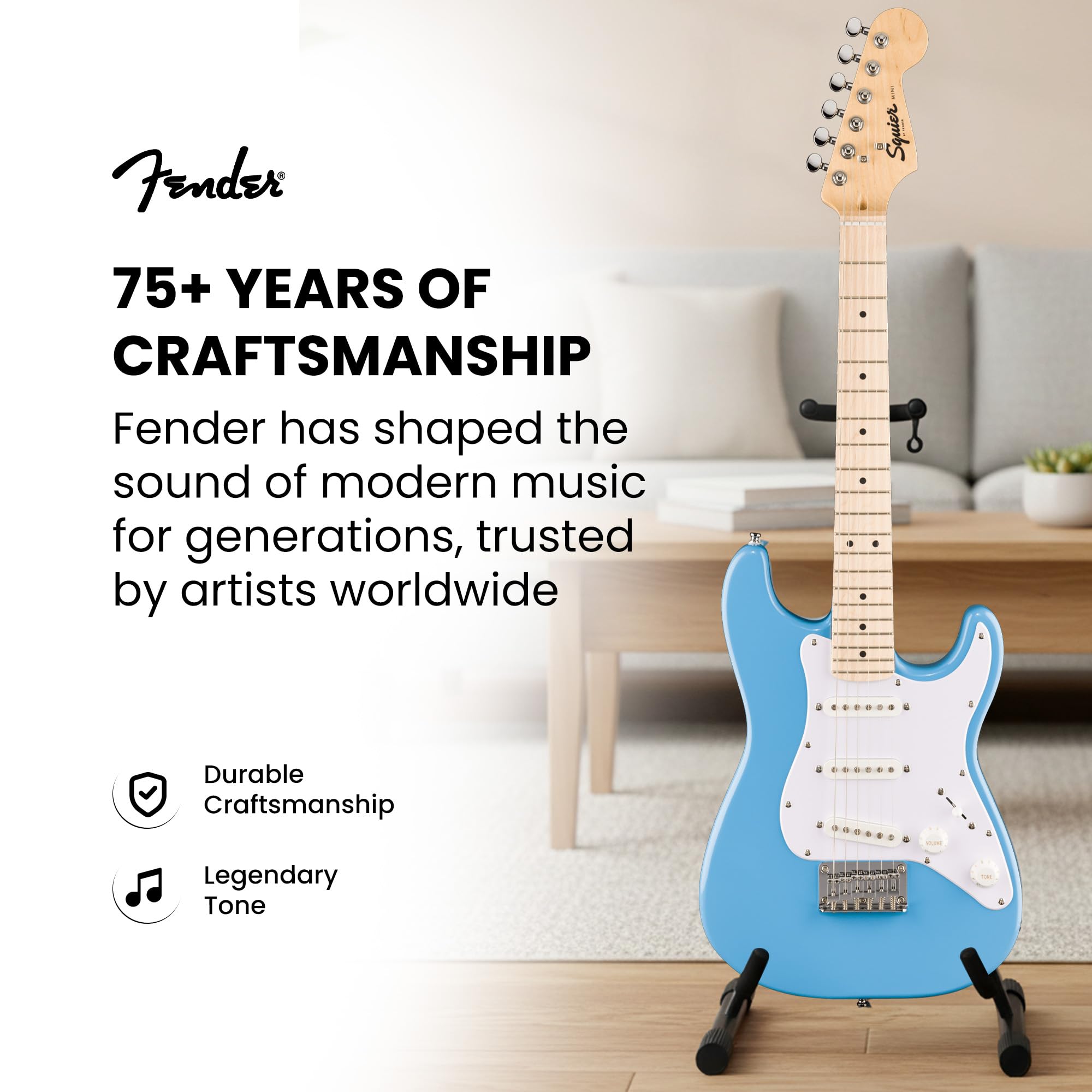 Fender Squier Mini Stratocaster Electric Guitar - California Blue w/ Amplifier