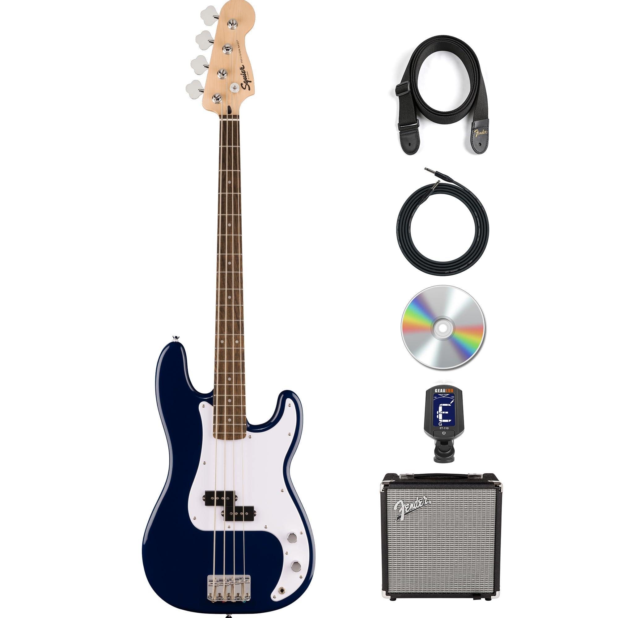 Fender Squier Sonic Precision Bass Guitar - Midnight Blue w/ Amplifier