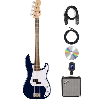 Fender Squier Sonic Precision Bass Guitar - Midnight Blue w/ Amplifier