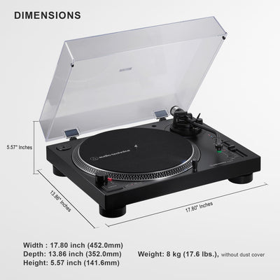 Audio-Technica AT-LP120XBT-USB Wireless Direct-Drive Turntable - Black w/ Headphones