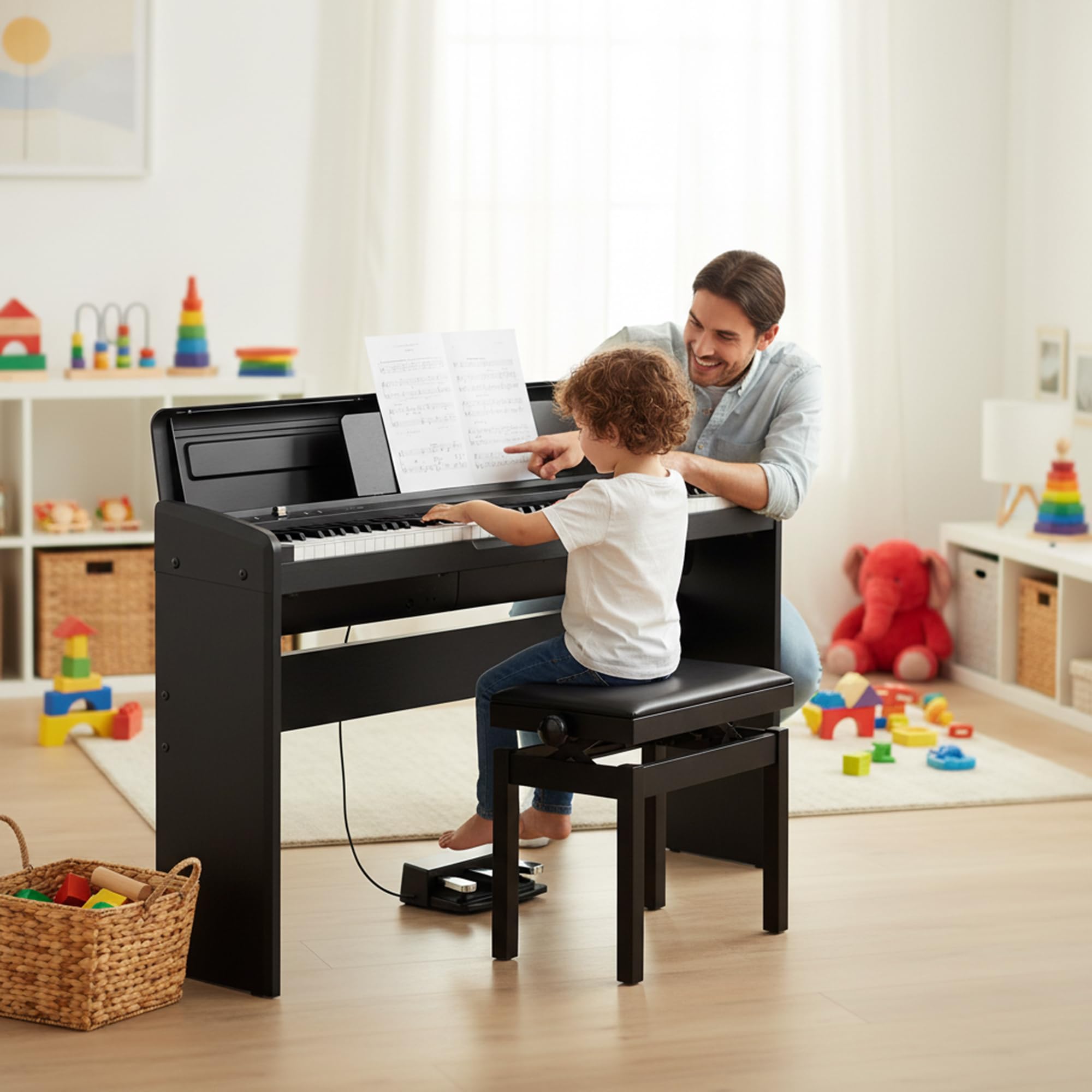 Korg LP-180 Contemporary Home Digital Piano - Black w/ Furniture Bench